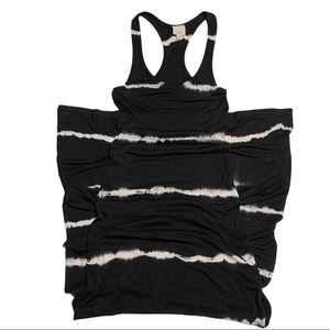 EUc Ines Black White Full Length Tie Dye Body Fitted Maxi Dress Size Small